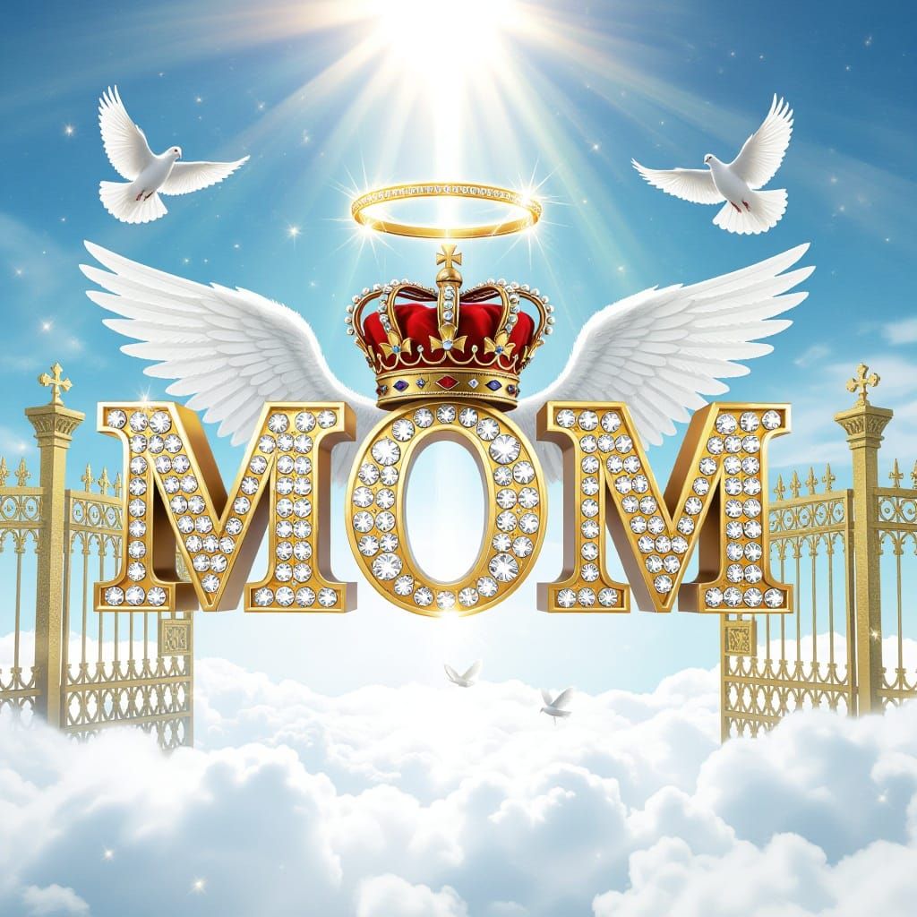 Motherly Love in Heavenly Splendor, in Cyberpunk Digital Art