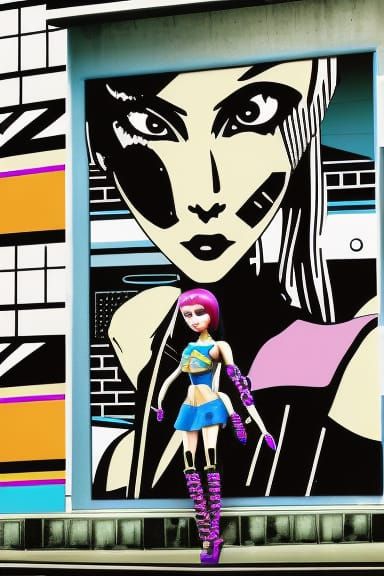 Cyberpunk Bratz Doll with Y2K Poster Art