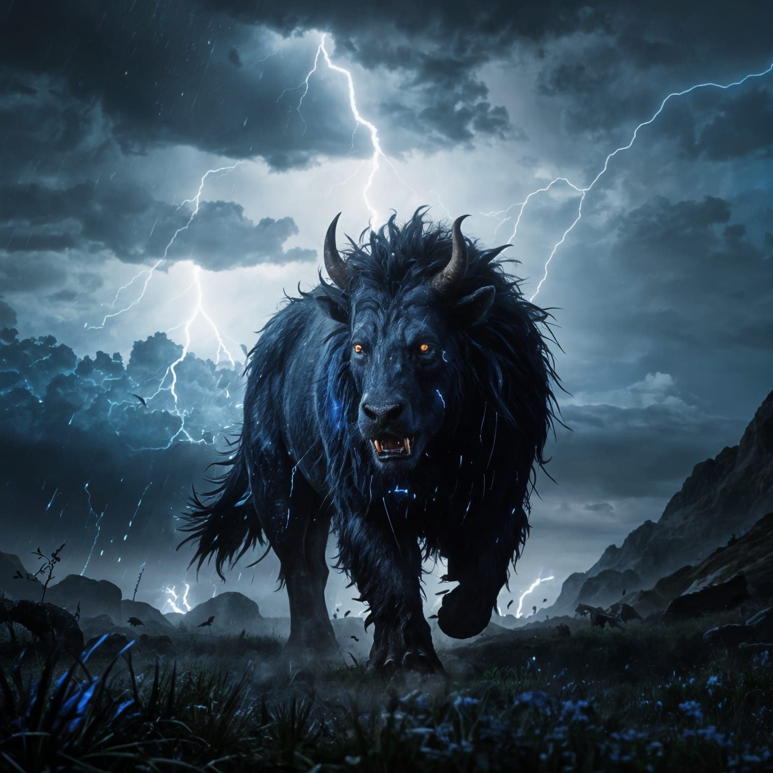 Primal Creature Fights Storm