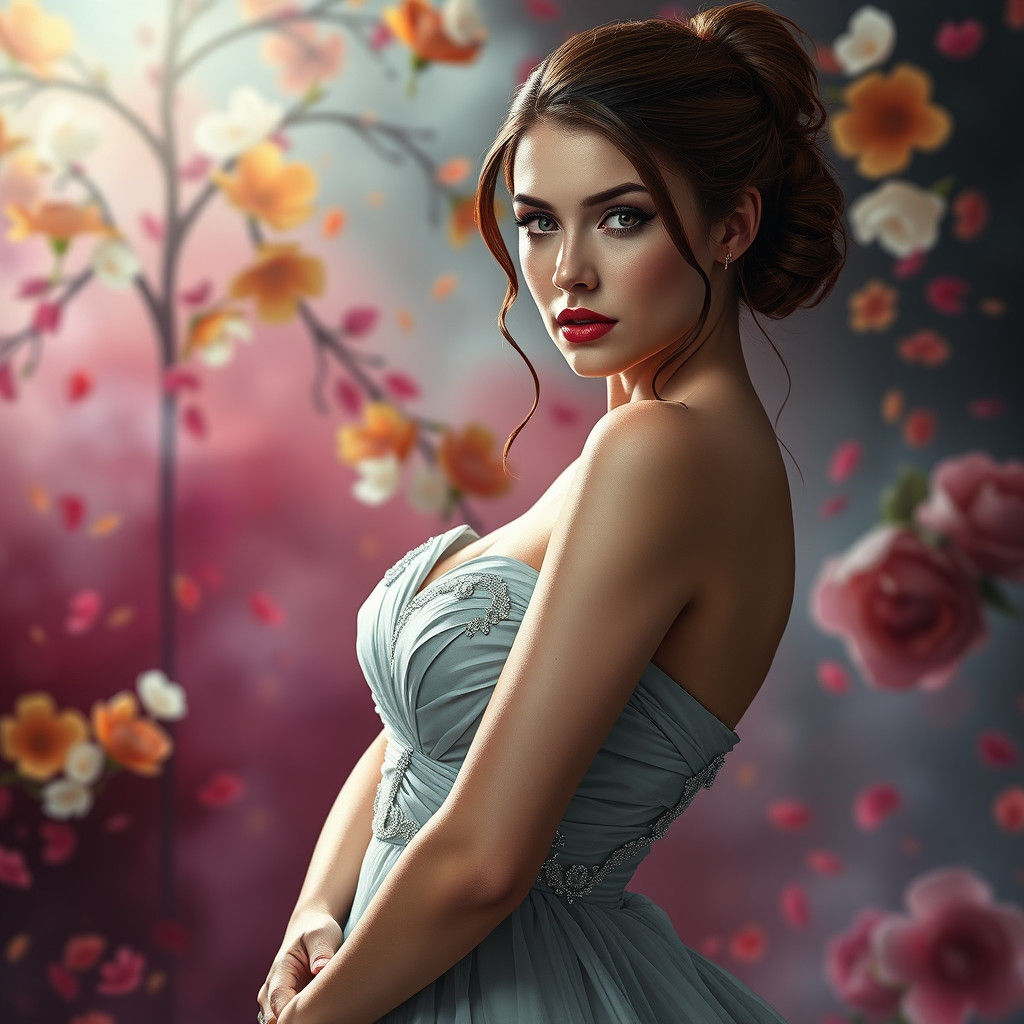 Sensual Gray Wedding Dress: Hyperrealistic Concept Art