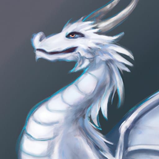 Oil Painted White Dragon in Anime Style