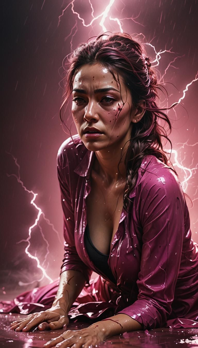 Dramatic Pink Breast Silhouette in Splash Art Style