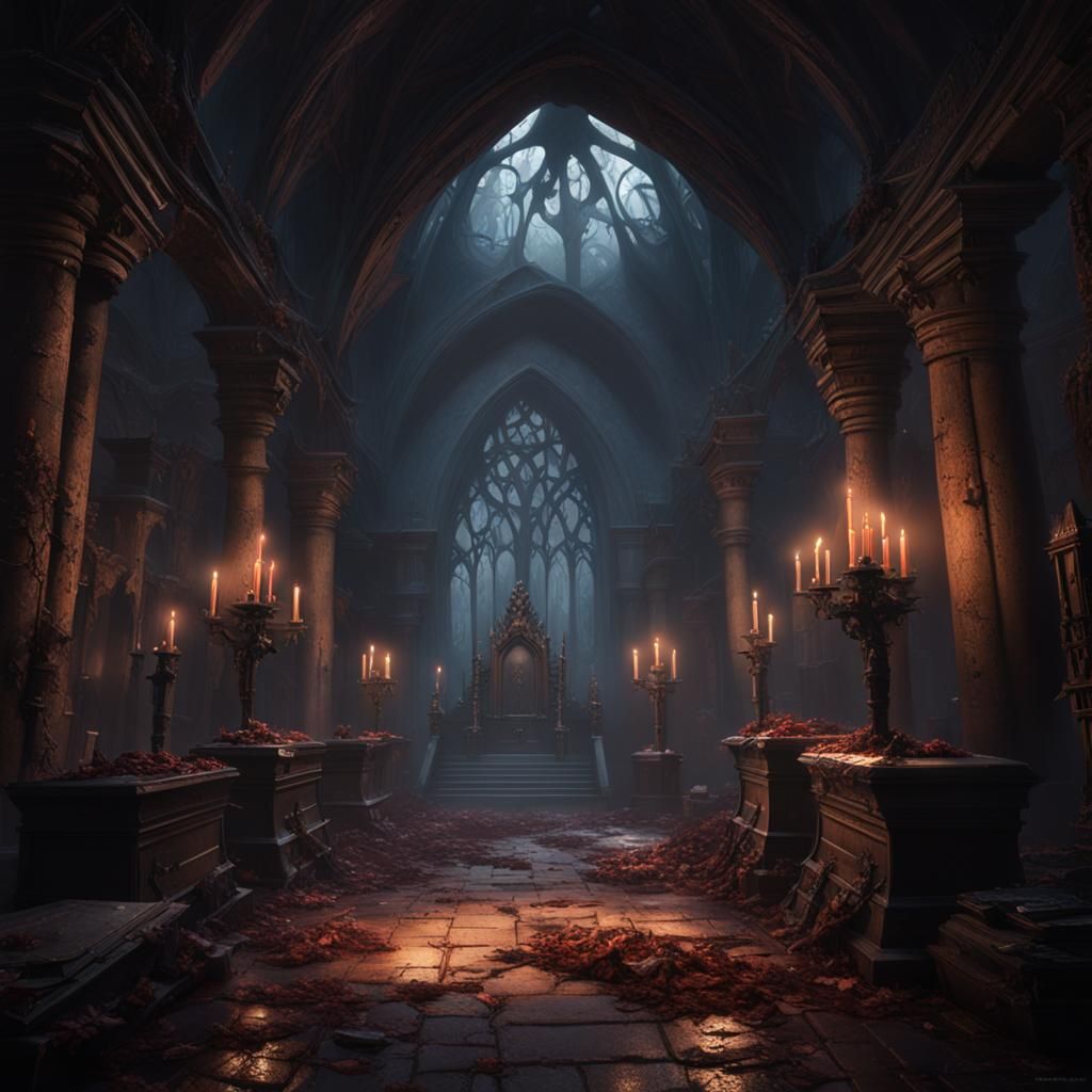 Vampire Crypt in Dark Forest Concept Art