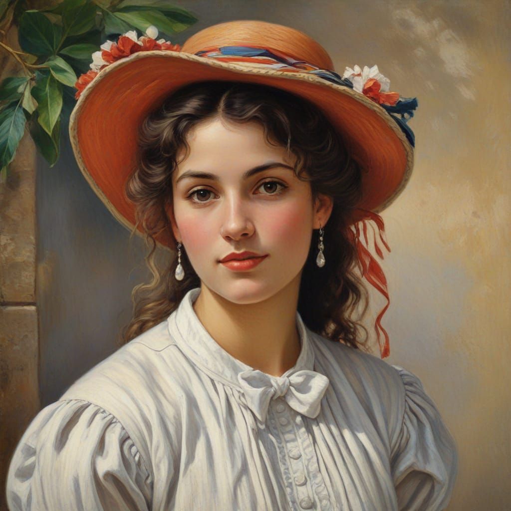 Corsican Woman in Traditional Garb, Renoir Style