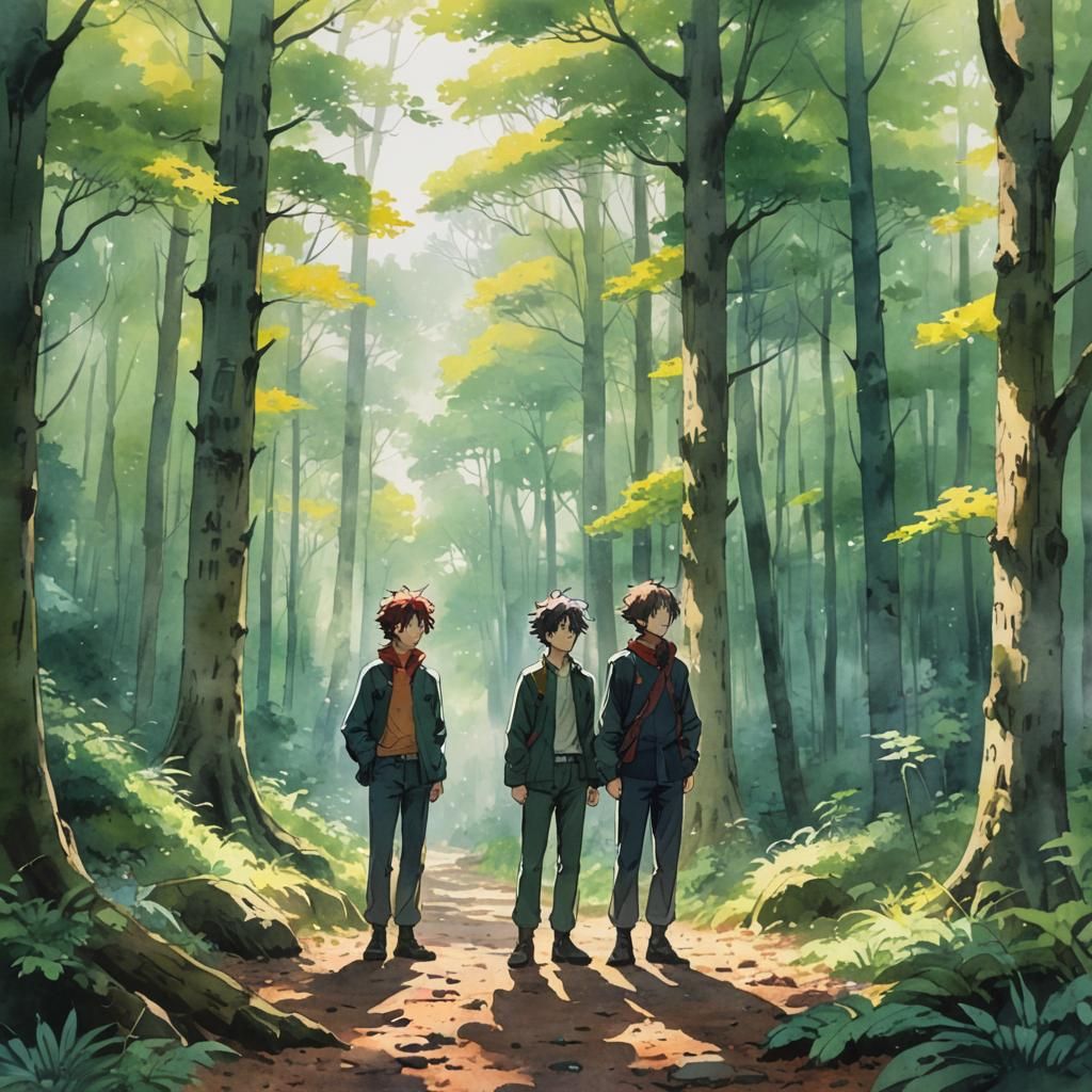 Anime-style illustration featuring Tanjiro and Zenitsu in a ...