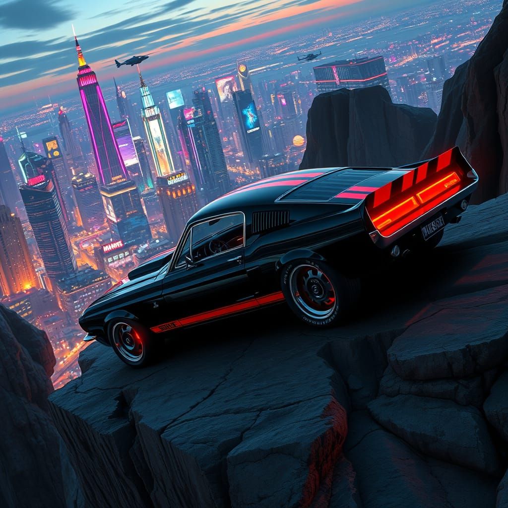 Classic Car Meets Cyberpunk Futurism