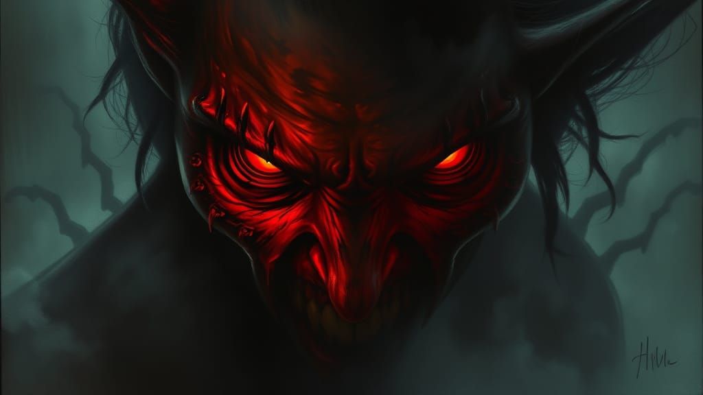 Terrifying Shadow Vampire in Ethereal Oil Painting