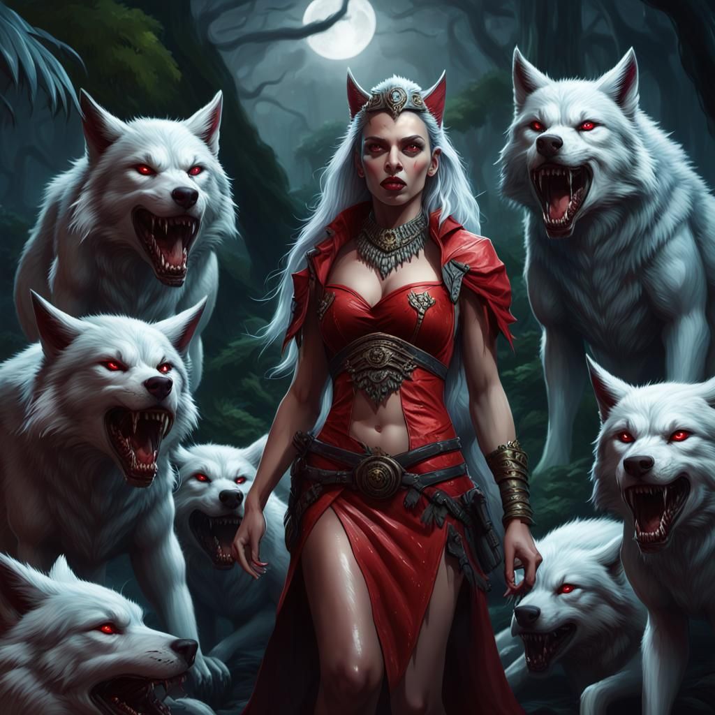 Red Riding Hood with demon wolves