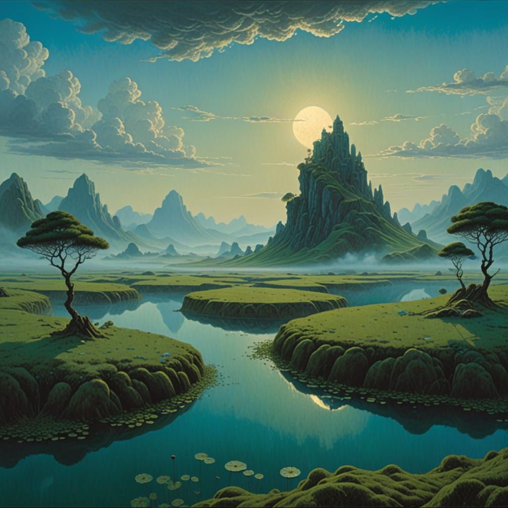 Enchanting Emerald Landscape Inspired by Fantasy Art
