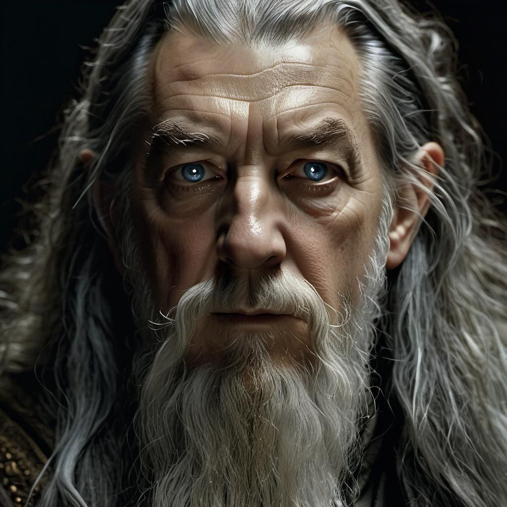 Detailed Portrait of Gandalf in Hyperrealism Style