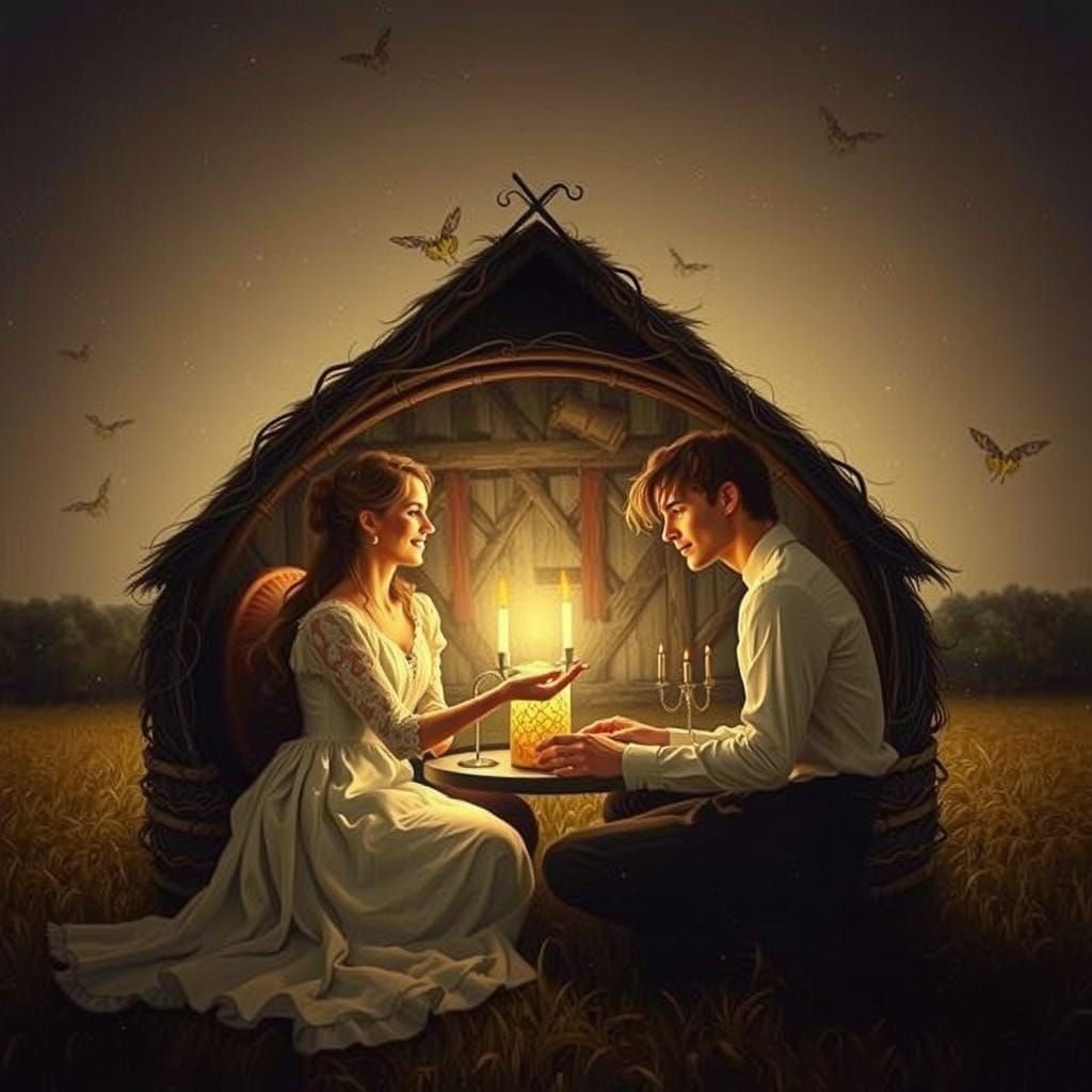 Whispers in a Rustic Hay Barn on a Spring Evening
