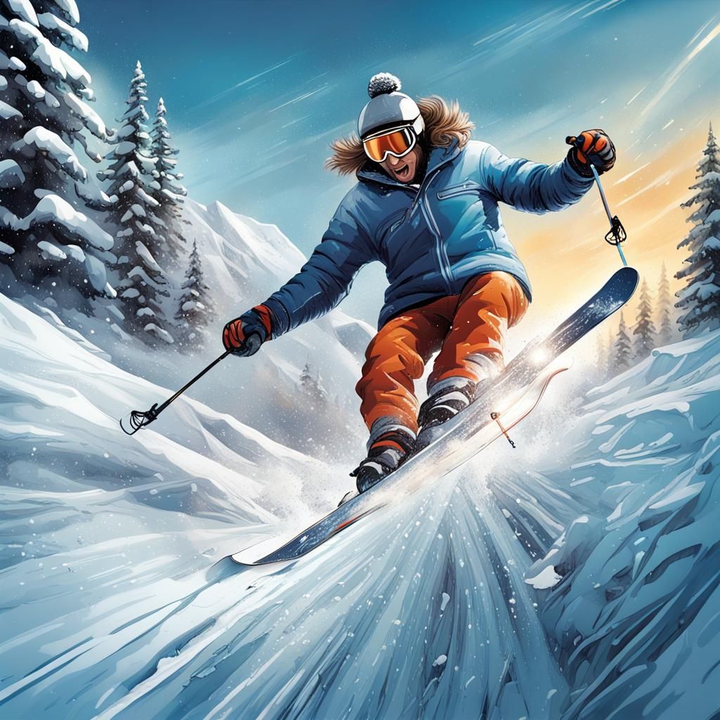 Exciting Winter Sports Illustrations in Fantasy Style
