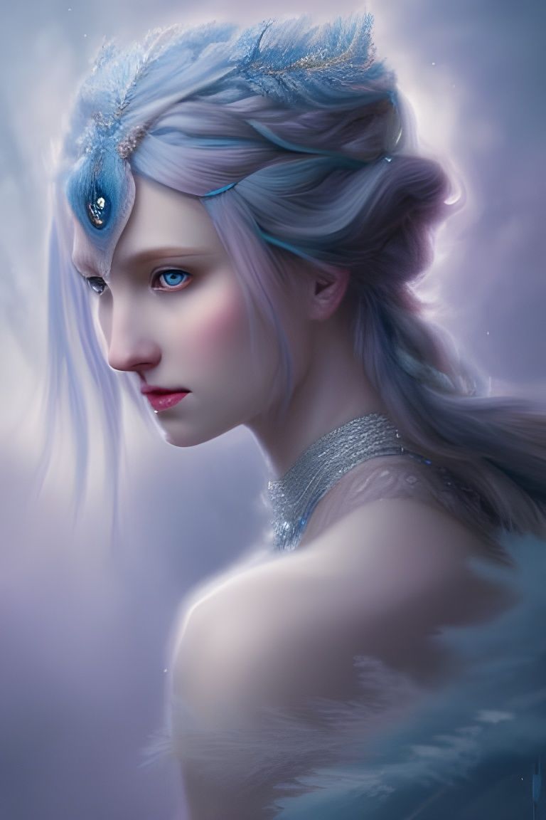 Icy Queen Portrait in Hyperdetailed Digital Art Style