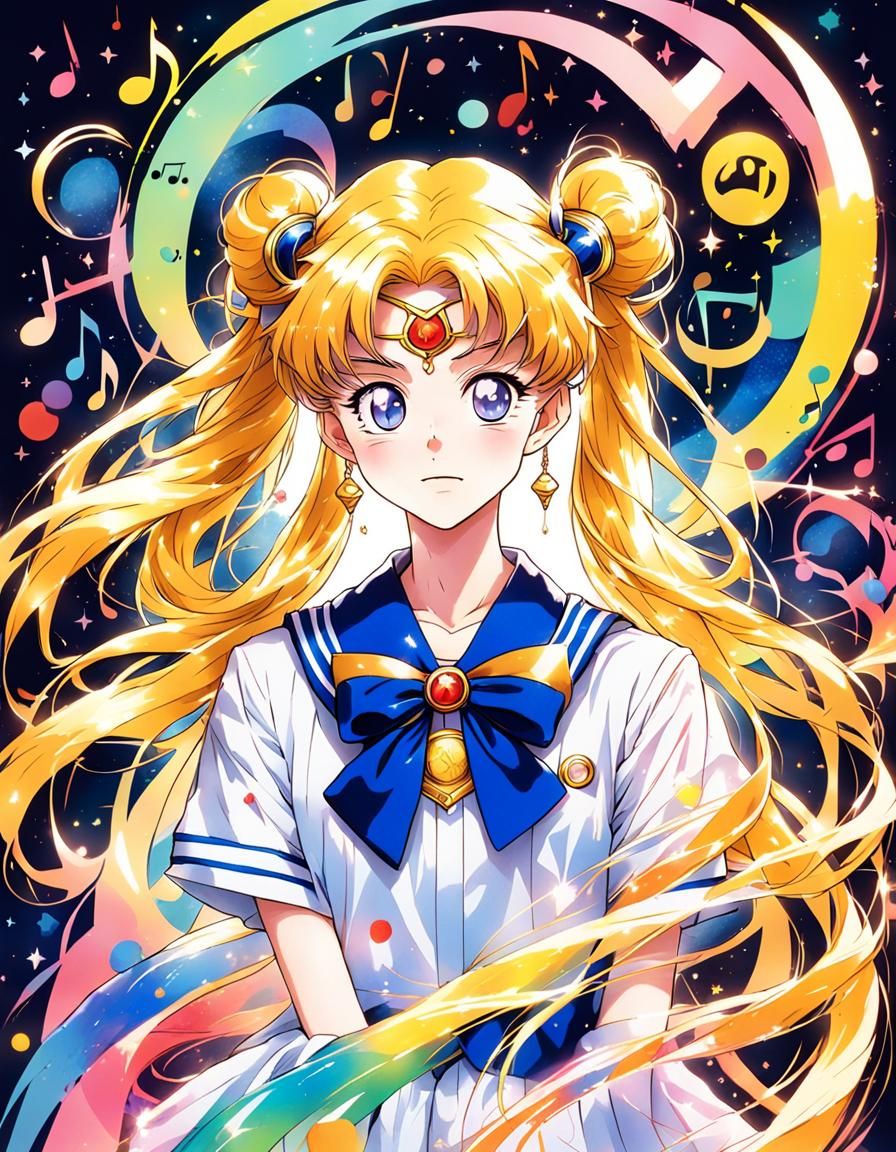 Sailor Moon's Musical Transformation: Manga-Inspired Art