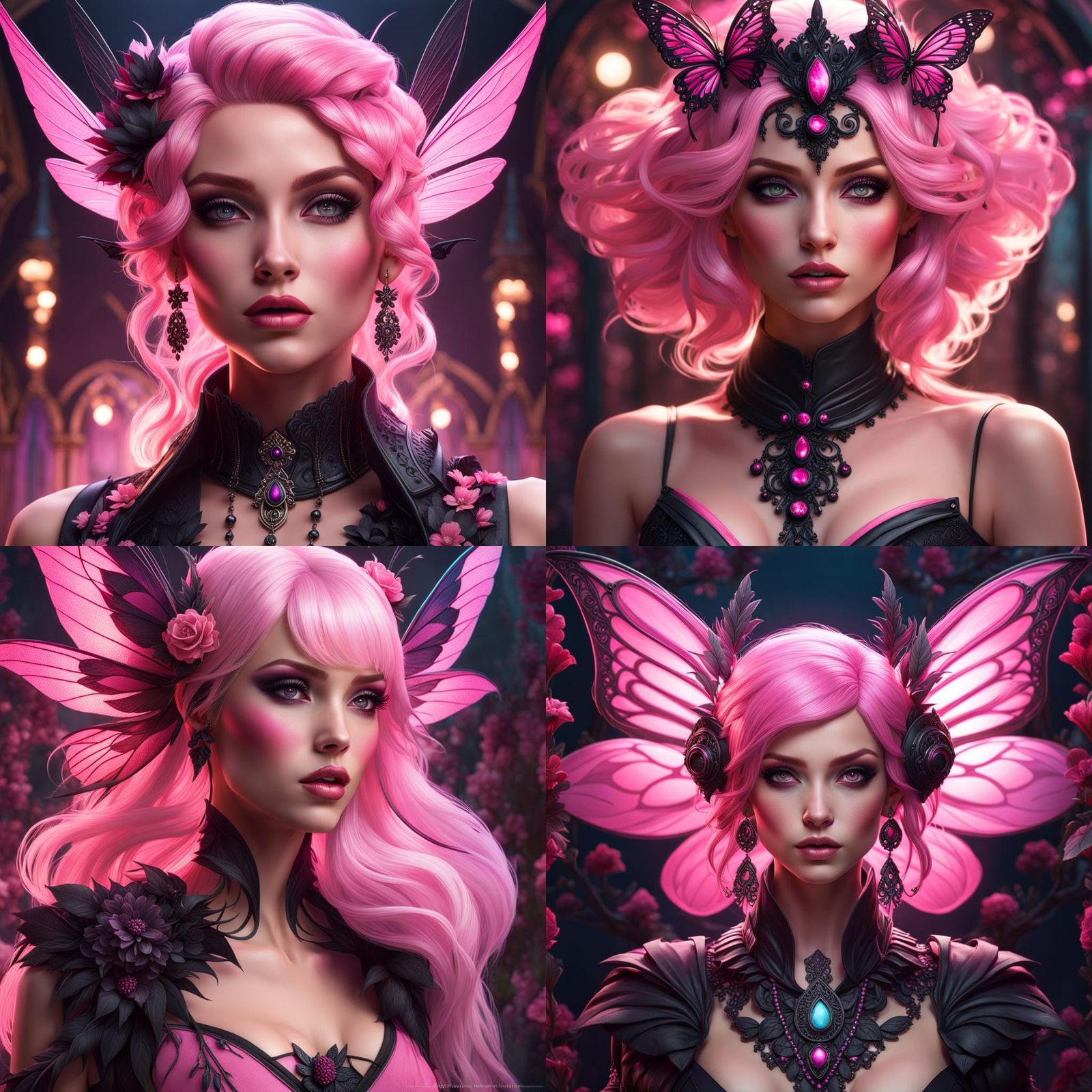 Gothic Punk Fairy in Whimsical Wonderland