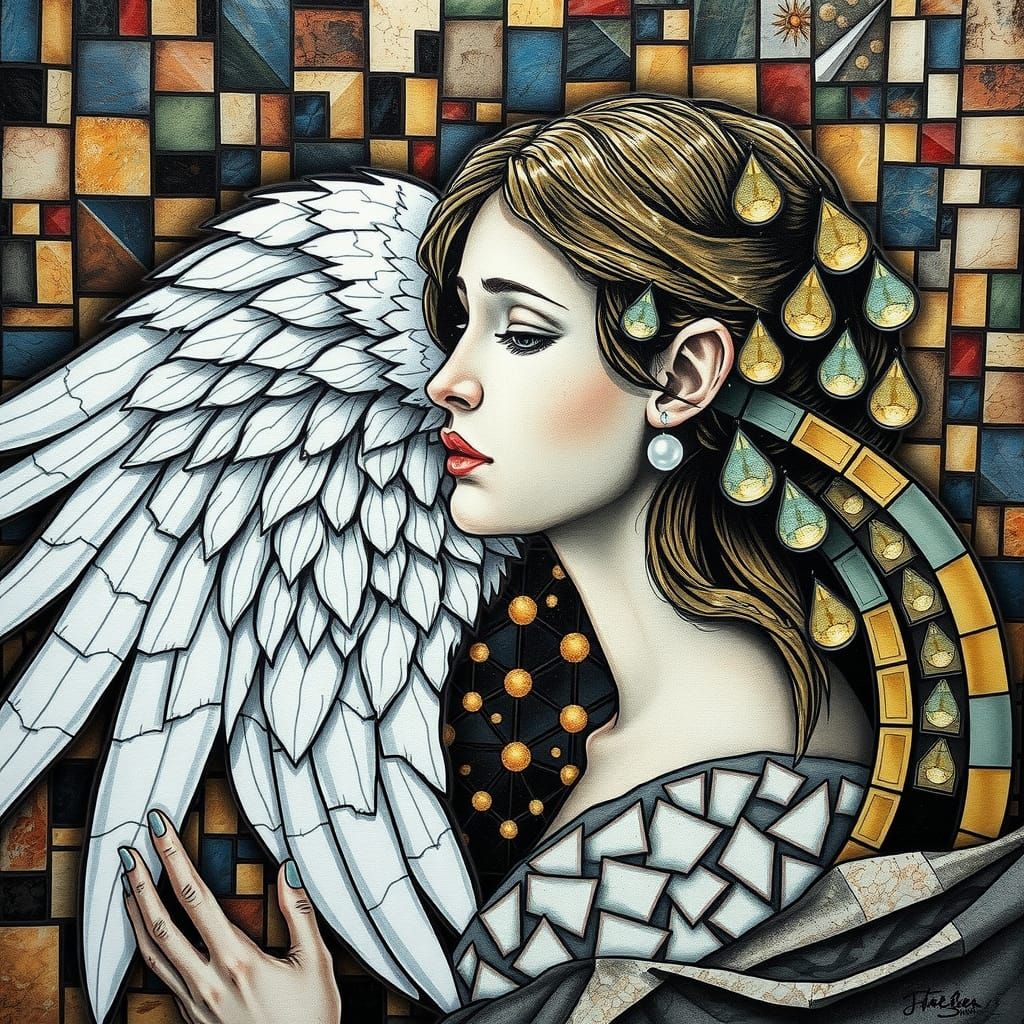 a mosaic angel