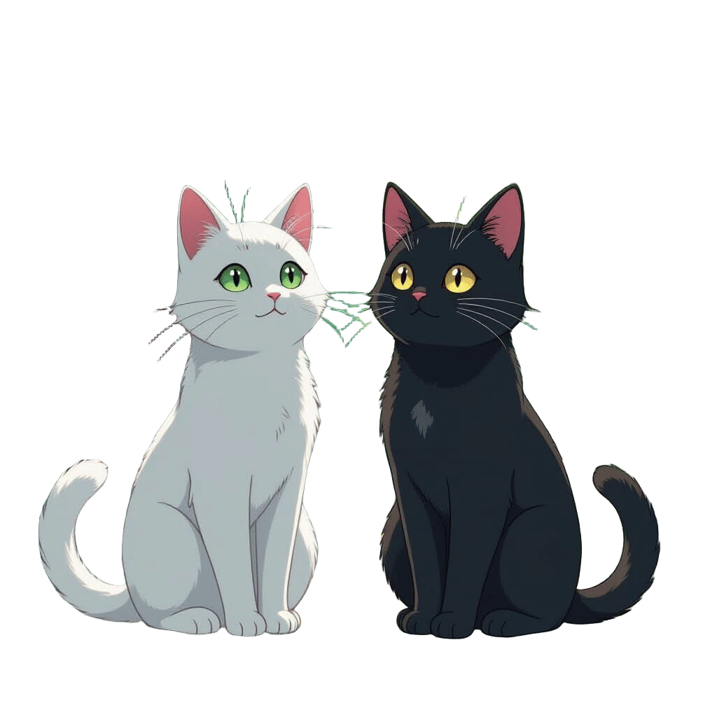 Humanoid Cats Side-by-Side in Anime Style