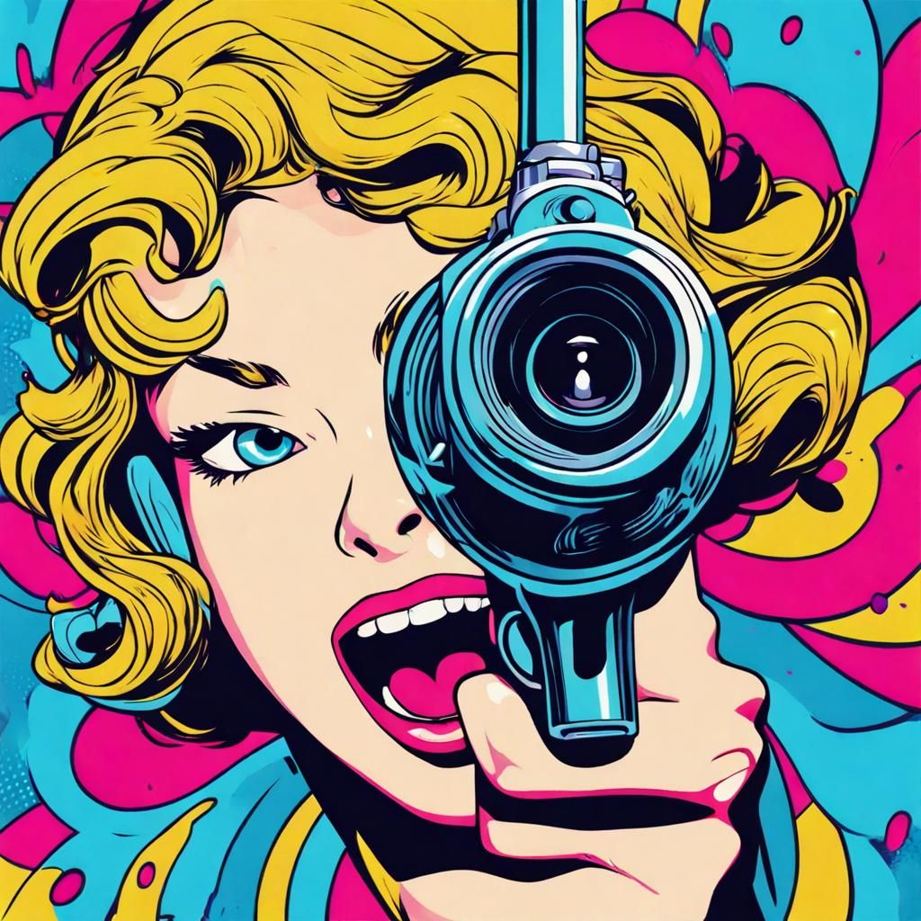 Pop Art Revolver with Cheeky Grin Aiming