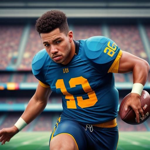 Athletic Men Playing Football in Stadium Portrait