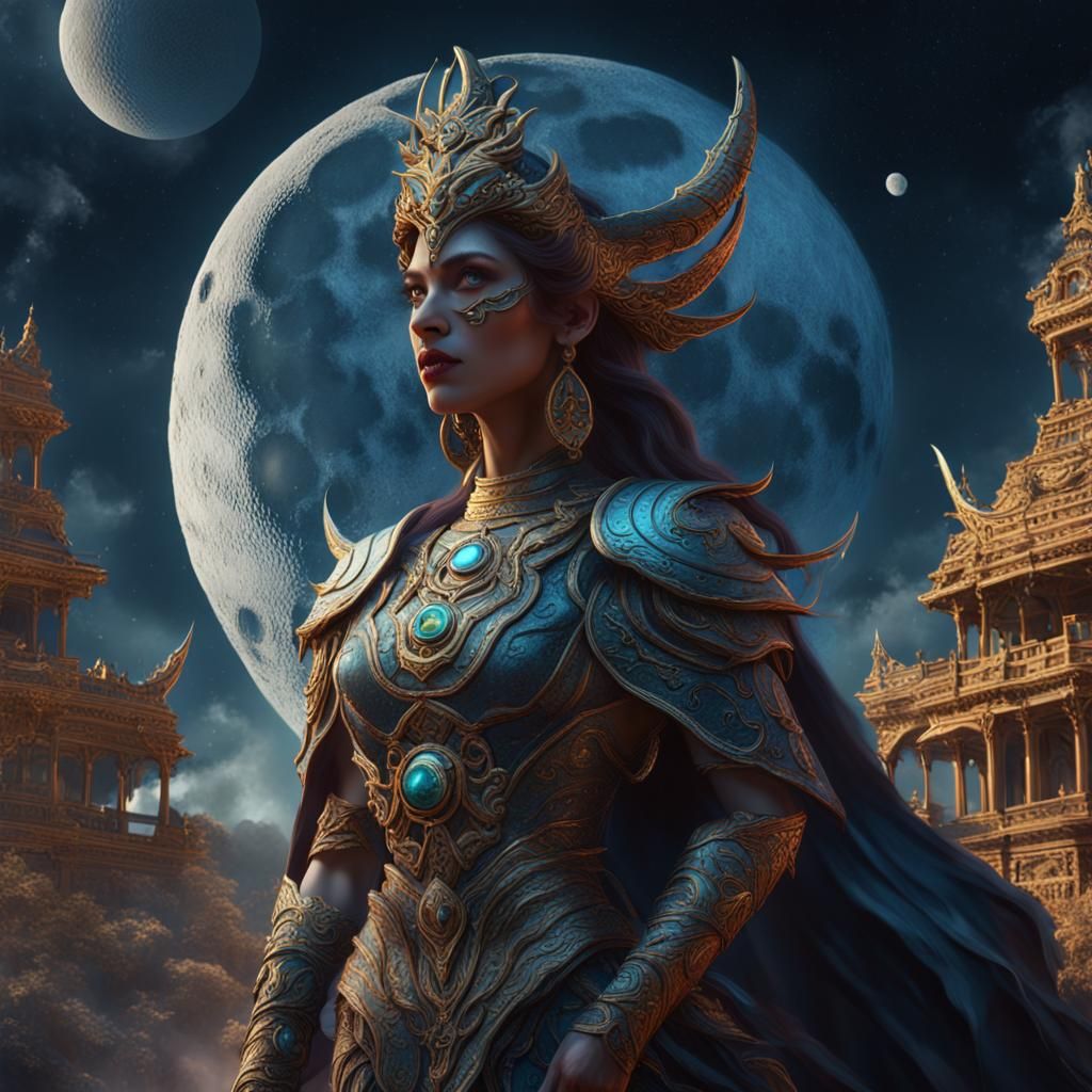 Detailed Matte Painting of Moon Goddess