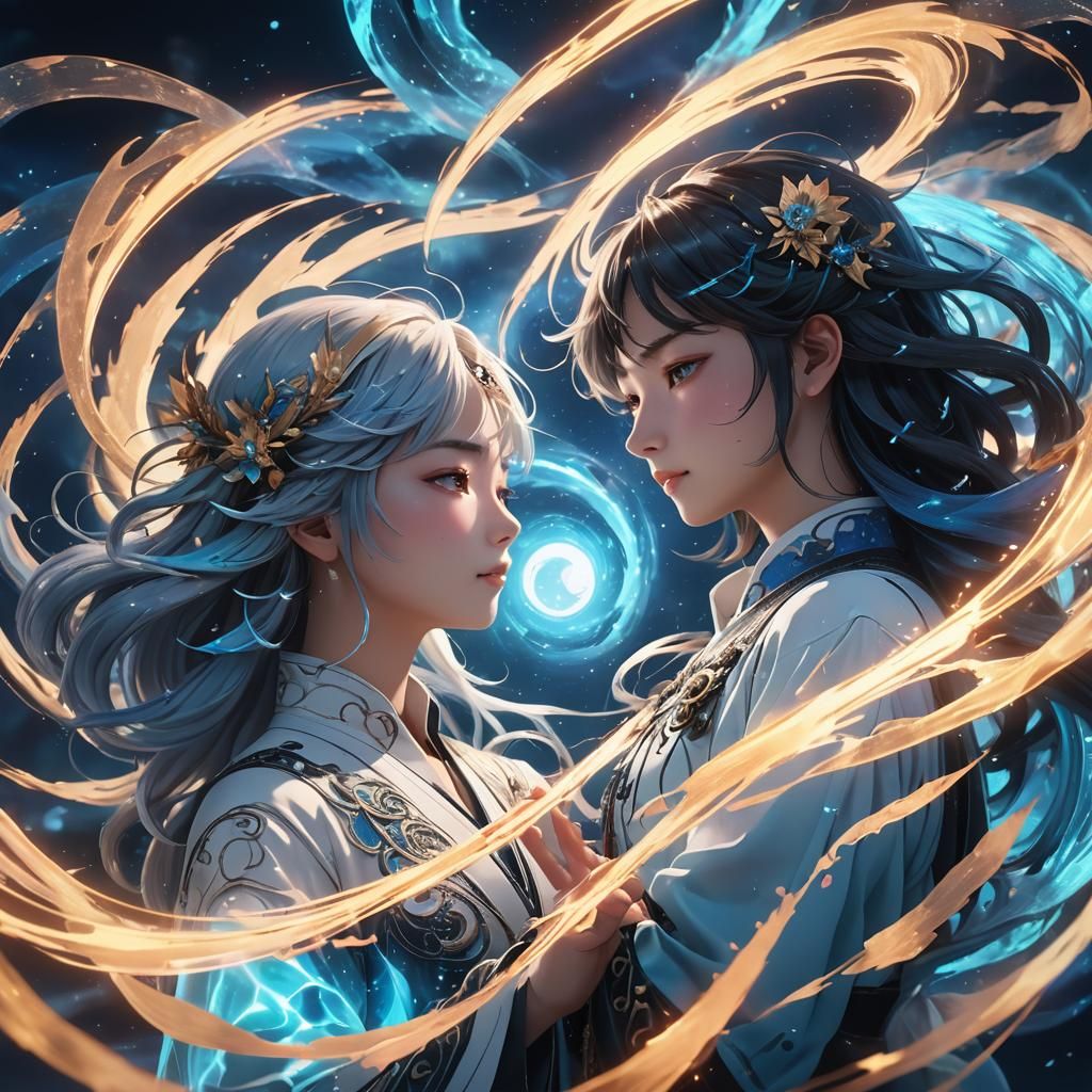 Harmonious Ying and Yang Energies in 3D Anime Art