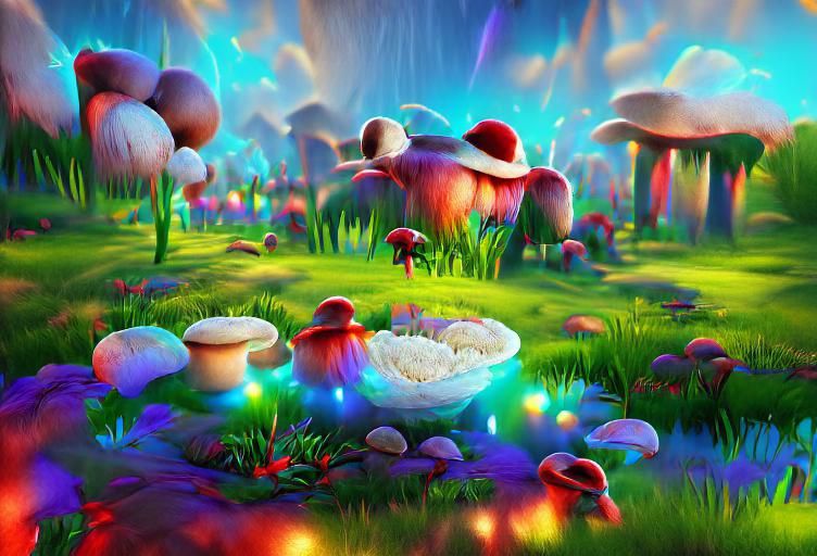 Mystical Mushroom Pixy Meadow in 8K Resolution