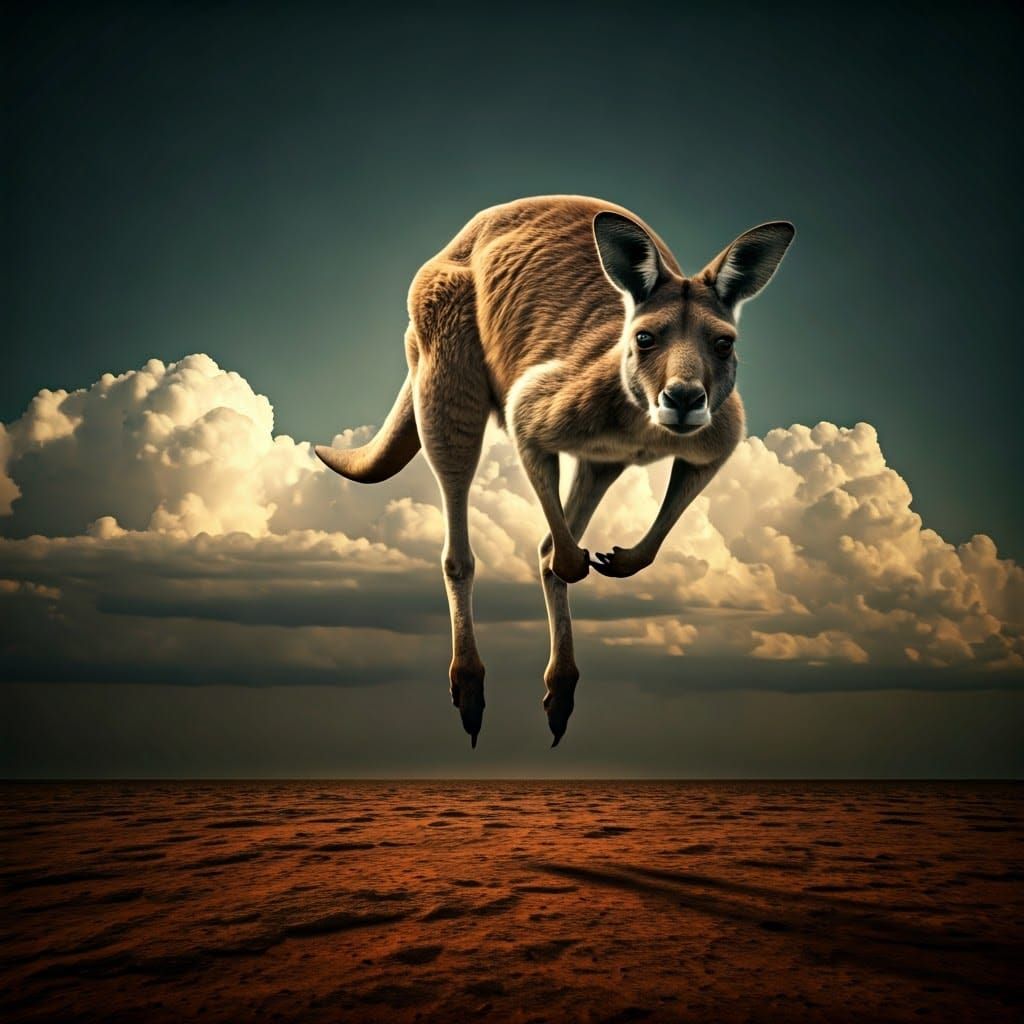 Kangaroo Leaps Powerfully Through the Australian Outback