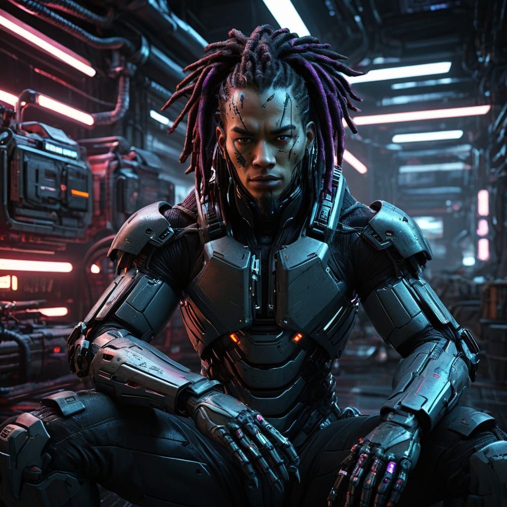 Cyber Pirate in Neon-Lit Lair, Sorayama-Inspired Futuristic ...