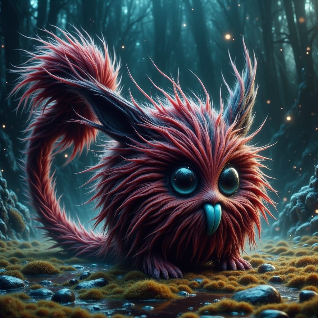 Cyberpunk-Style Creature with Dodecahedron Head and Neon Str...