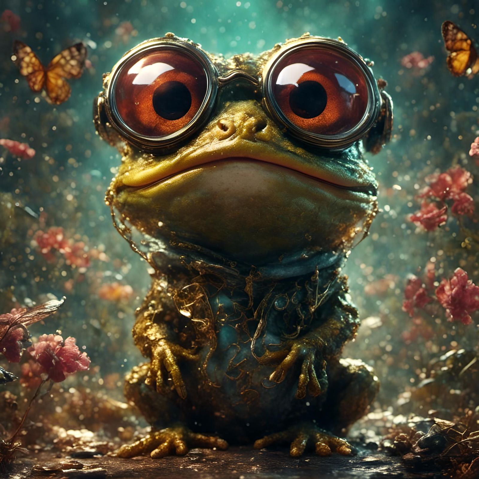 Frog Gangsta Rapper Portrait in Detailed Style