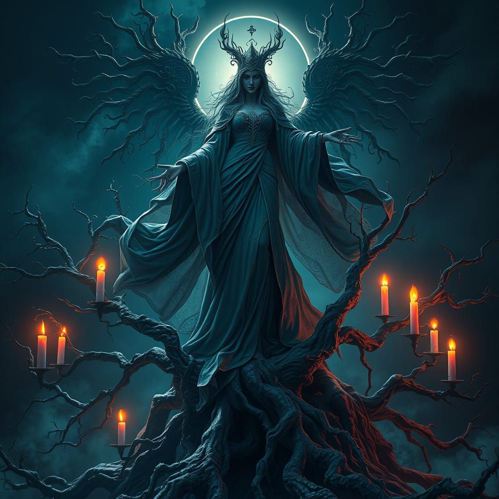 Mystical Nightmare Goddess in Dark Fantasy Realm