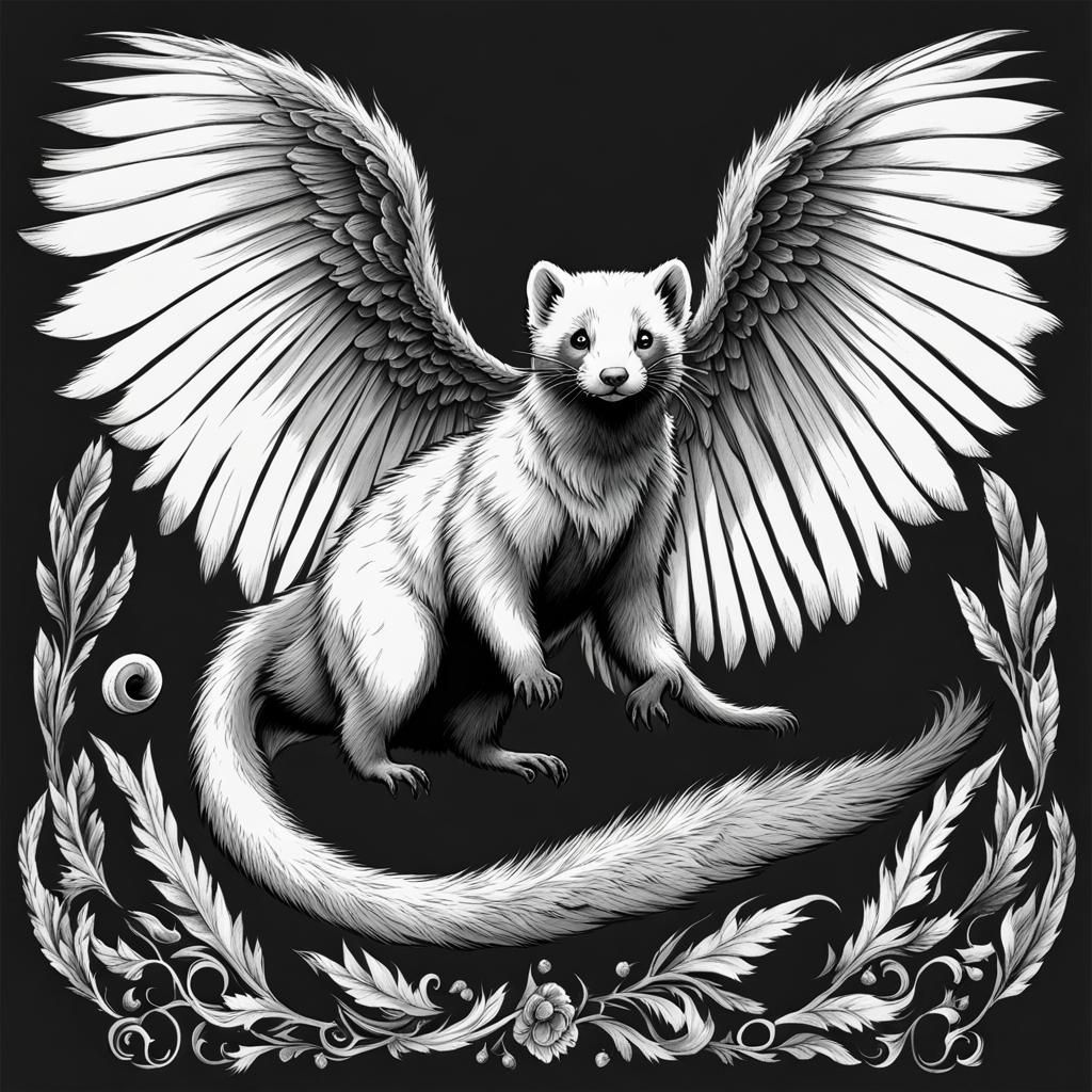 Ferret Dagon Hybrid: Black and White Sketch