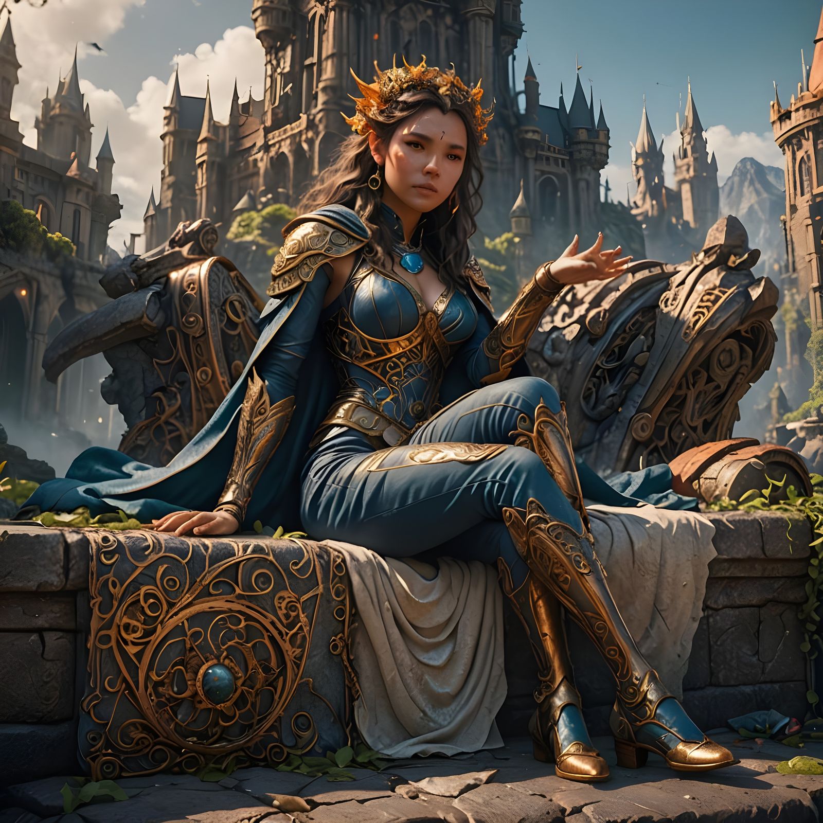 Fantasy Female Figure in Detailed Matte Painting