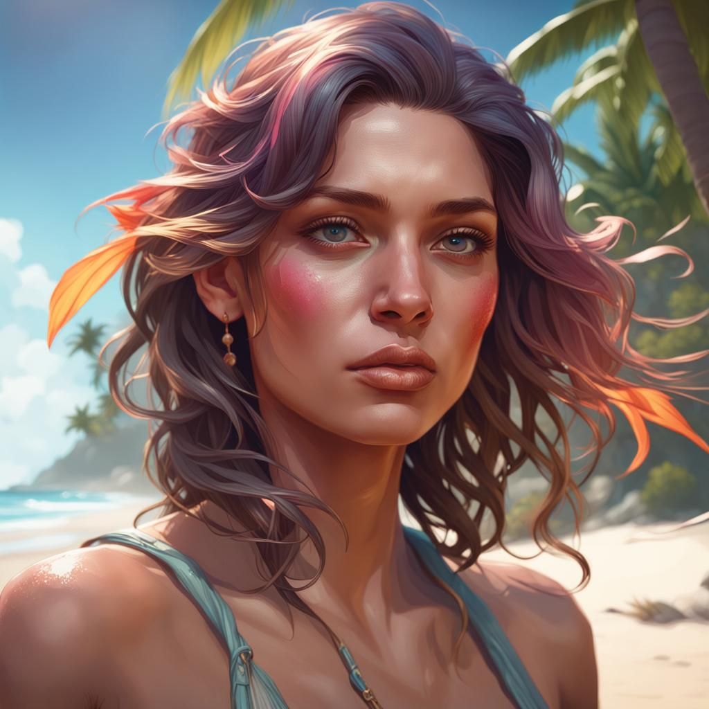 Tropical Beach Portrait with Dynamic Lighting