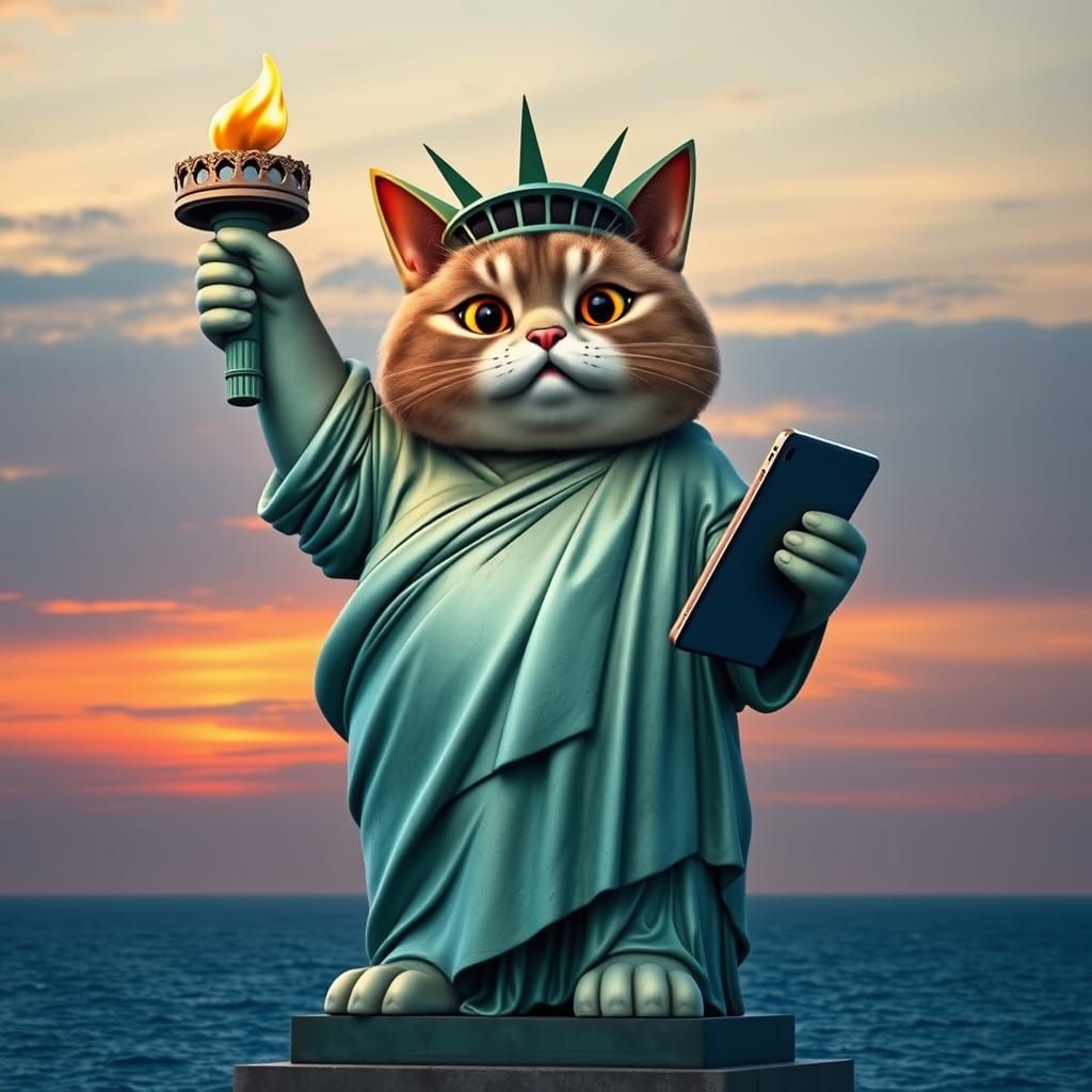 Statue of Liberty as Cute Cat Statue