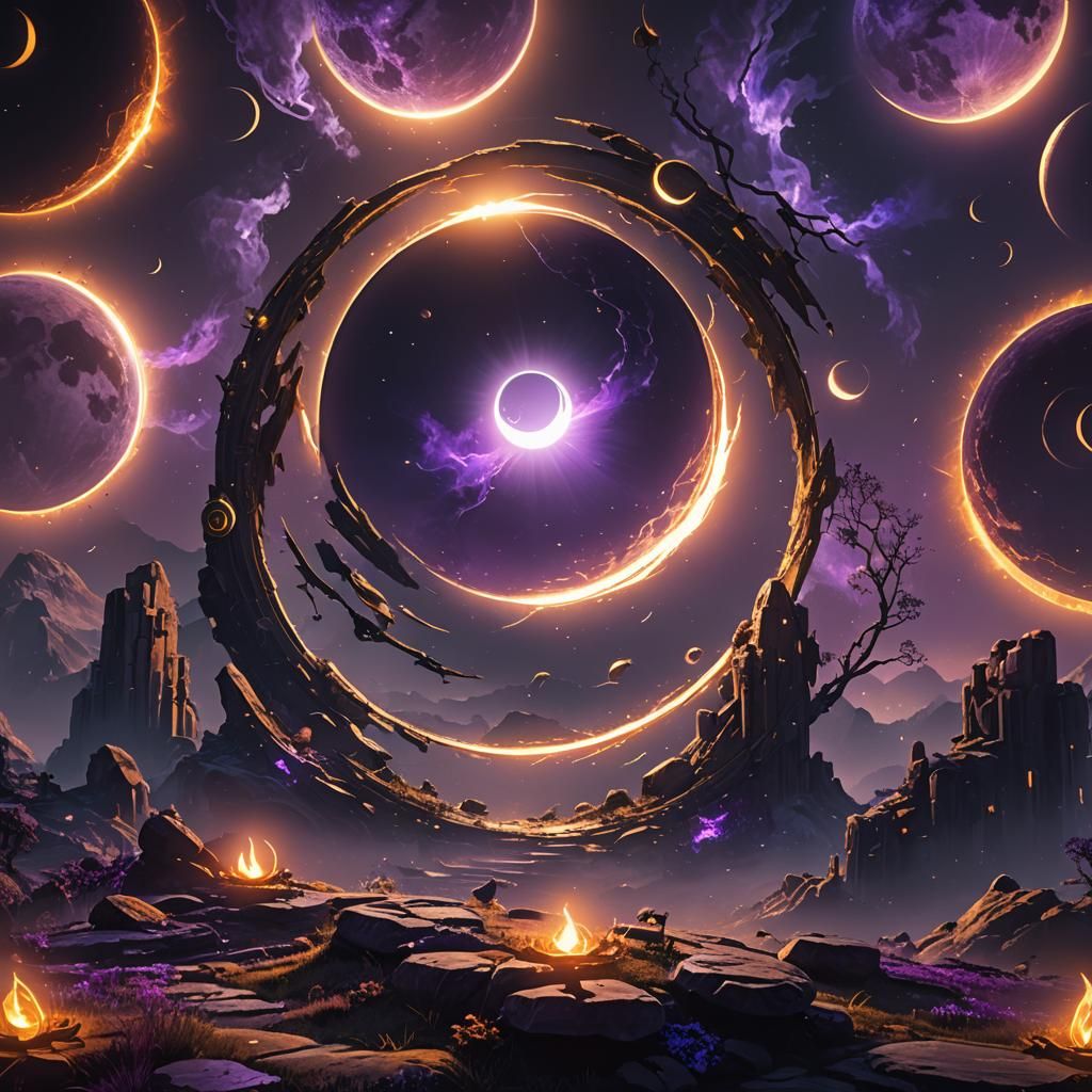 Magical Eclipse in Mystical Realm: Fantasy Concept Art