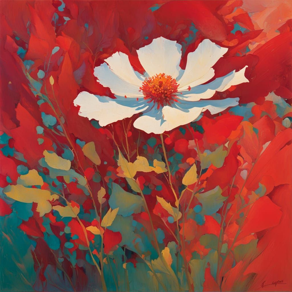 Vibrant Red Wildflower in Isolation