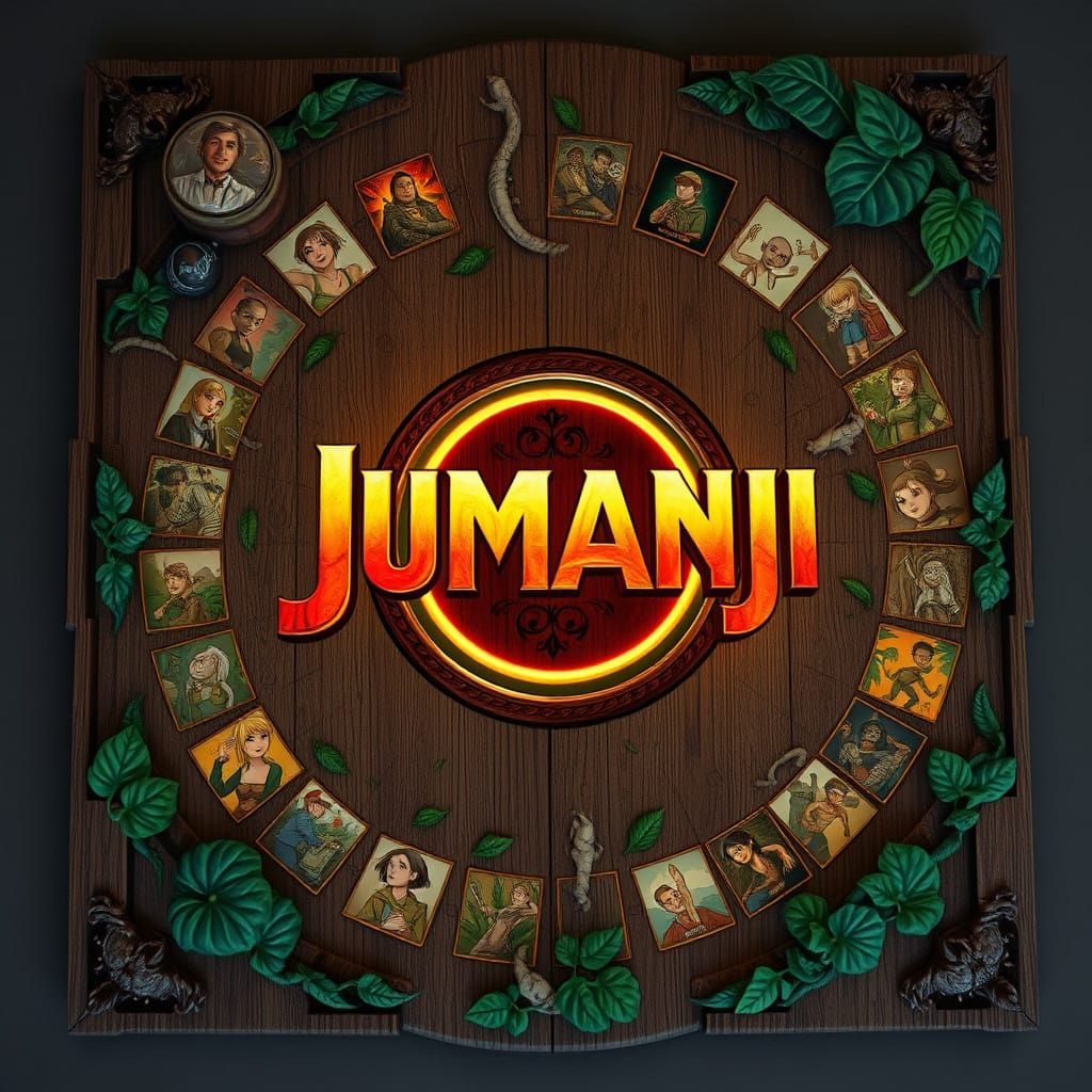 Mysterious Jungle Game Board in Rustic Wood Style