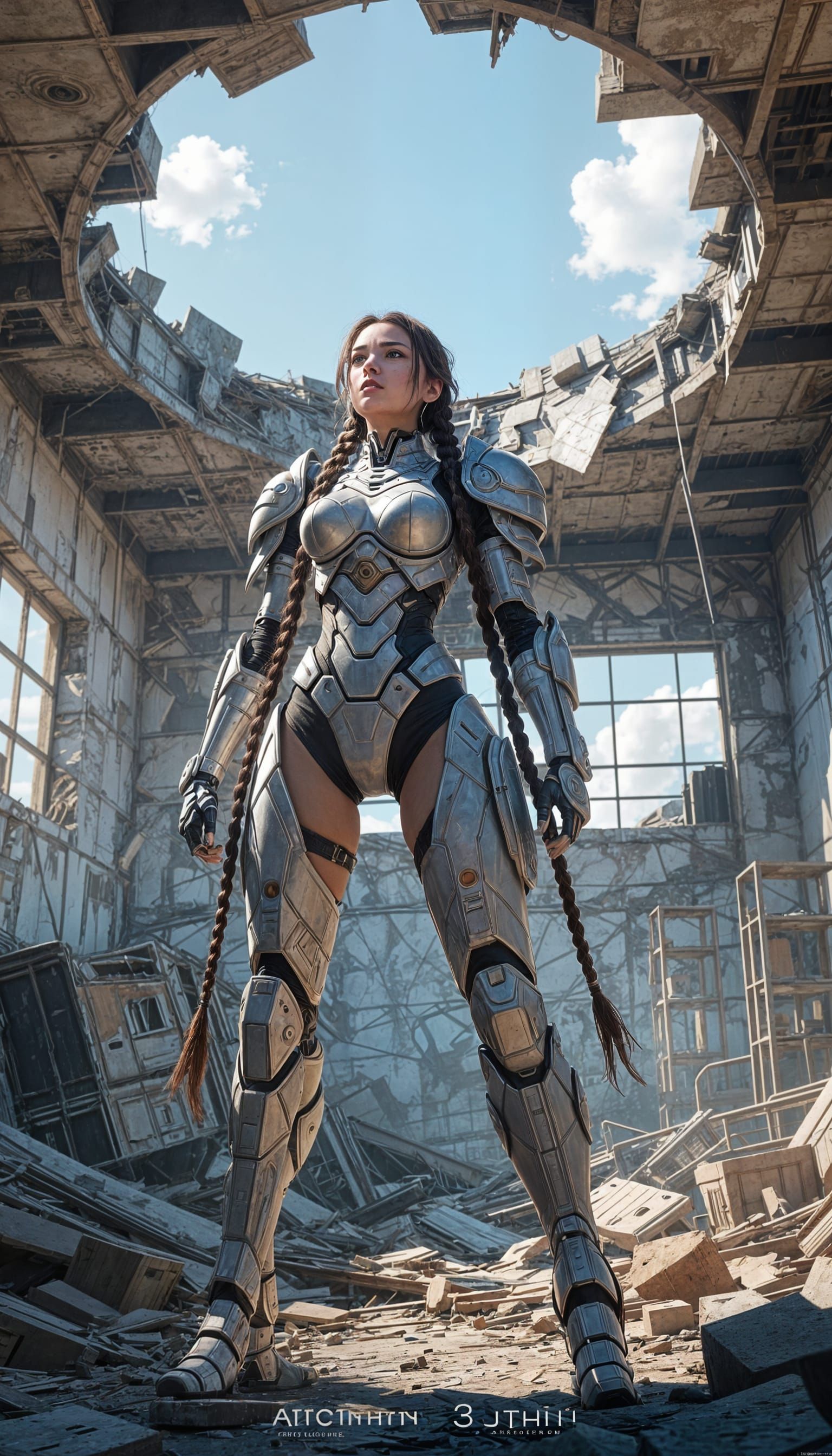 Melamine Warrior in Cyberpunk Anime Style