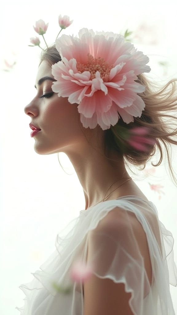 Peony Woman: Abstract Double Exposure Portrait