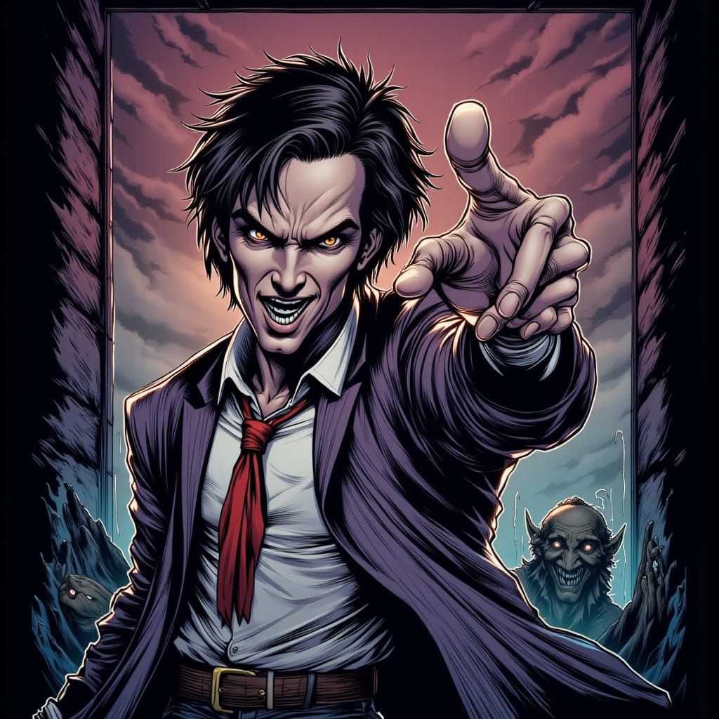 Comic Style Alley Monster in Victorian Setting