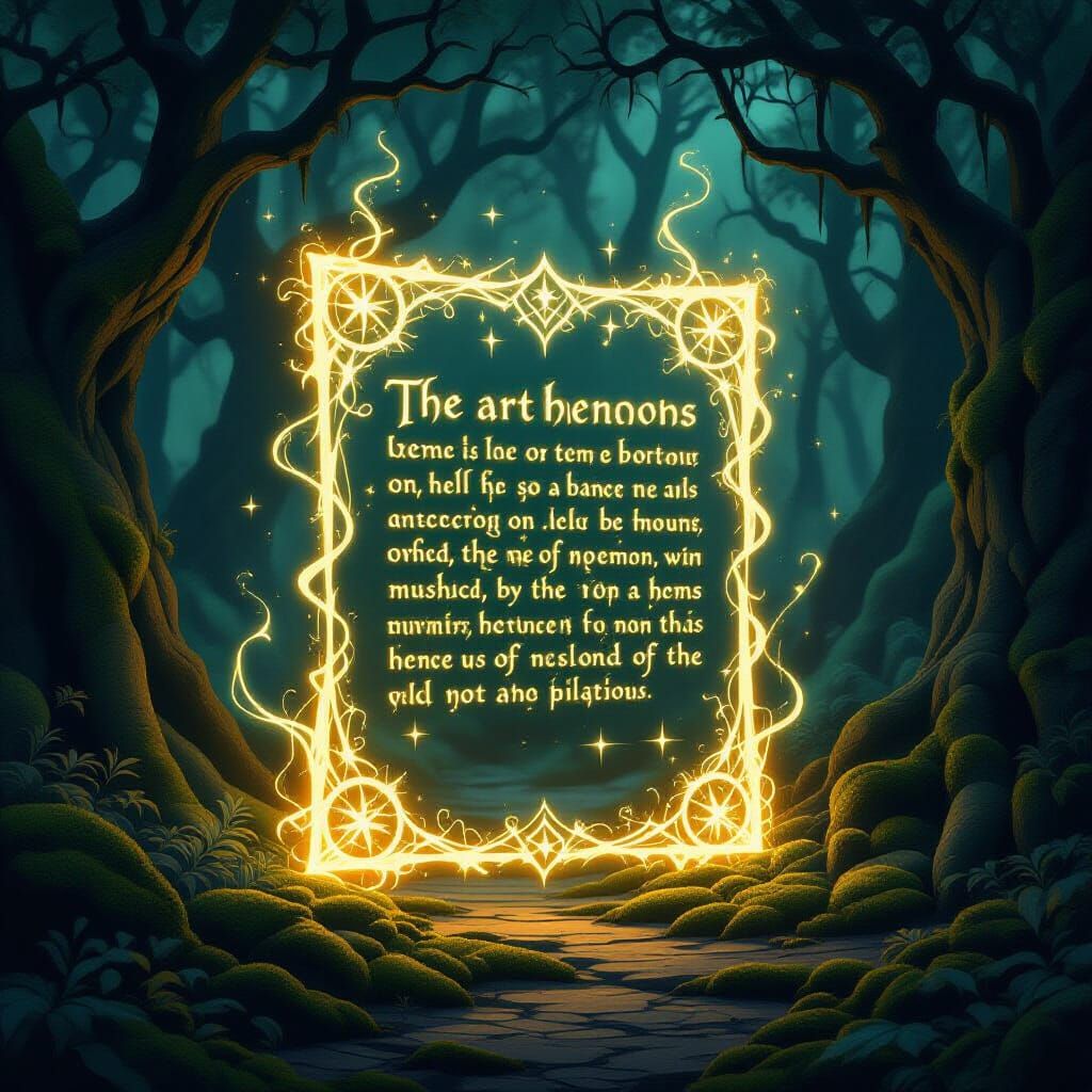 Magical Glowing Letter in Enchanted Forest