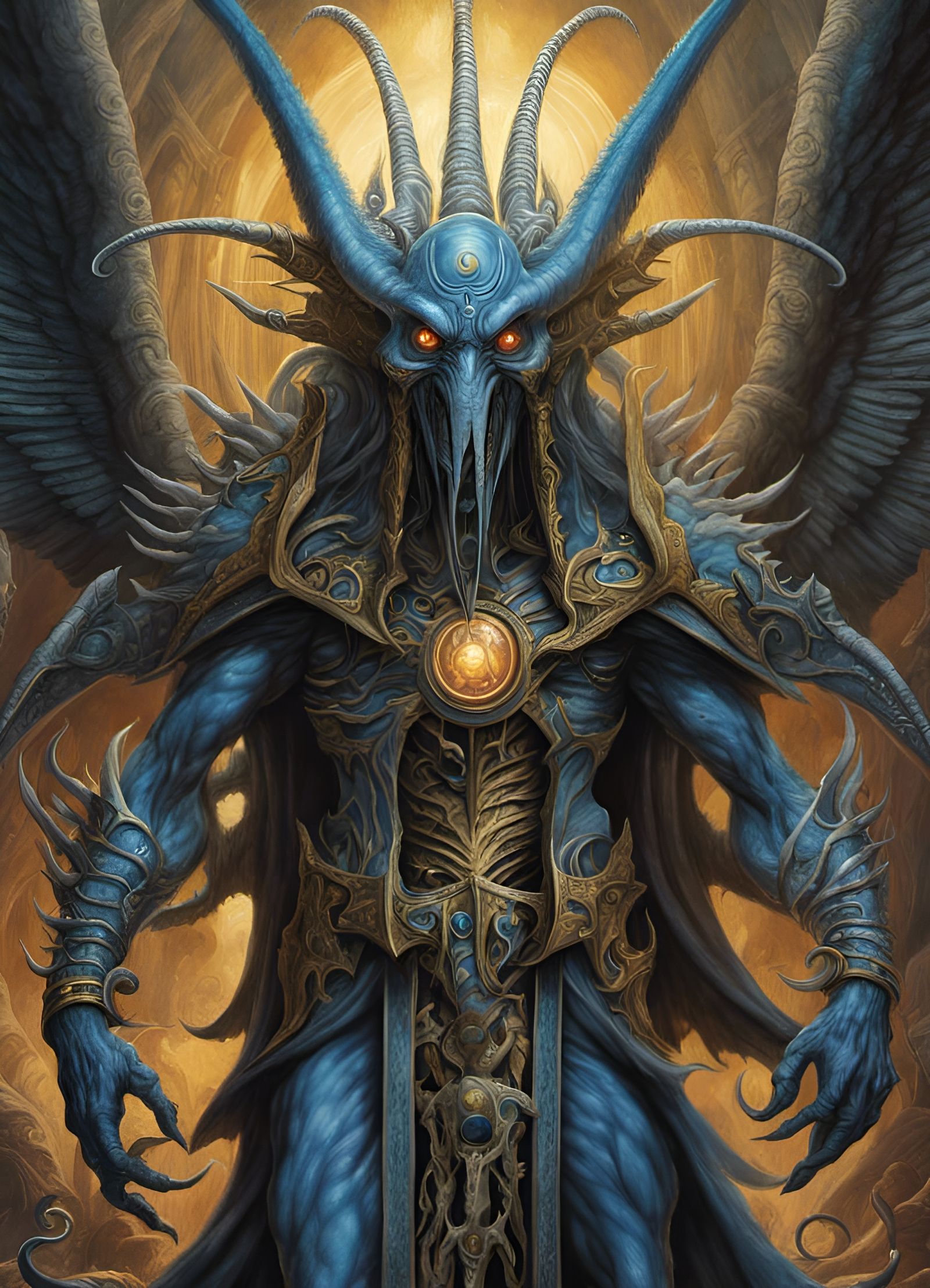 Tzeentch Descends: A Warhammer 40K Colored Pencil Drawing