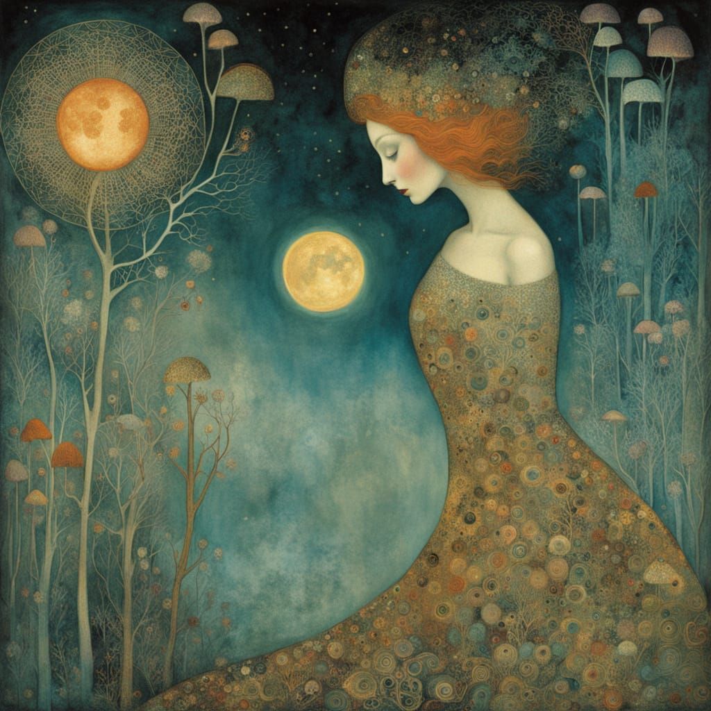 Surreal Landscape of Enchanted Creatures and Luminous Forms