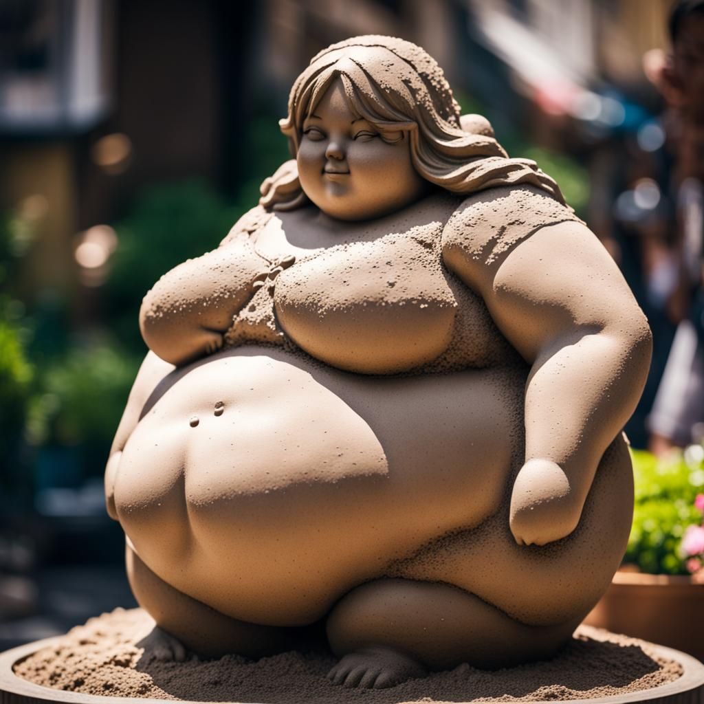 Earthen Anime Girl Statue in Professional Photo