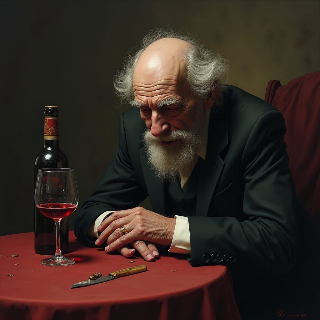Surreal Portrait of a Drunken Old Man