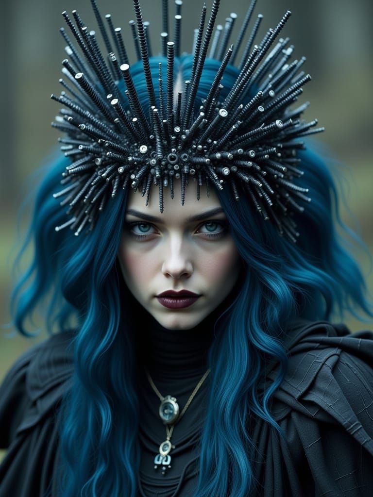 Dark Queen with Abstract Crown of Screws and Nails