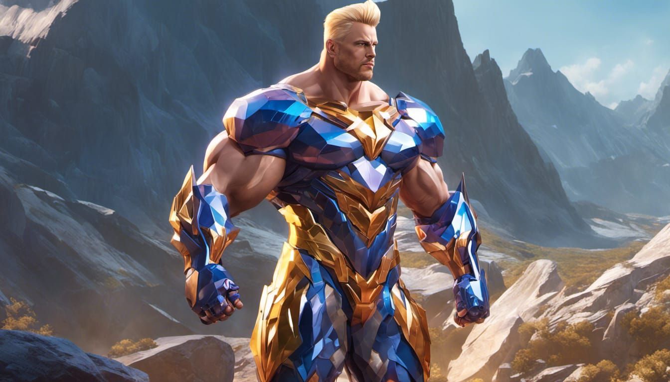 Bodybuilder in Crystal Armor: Digital Illustration