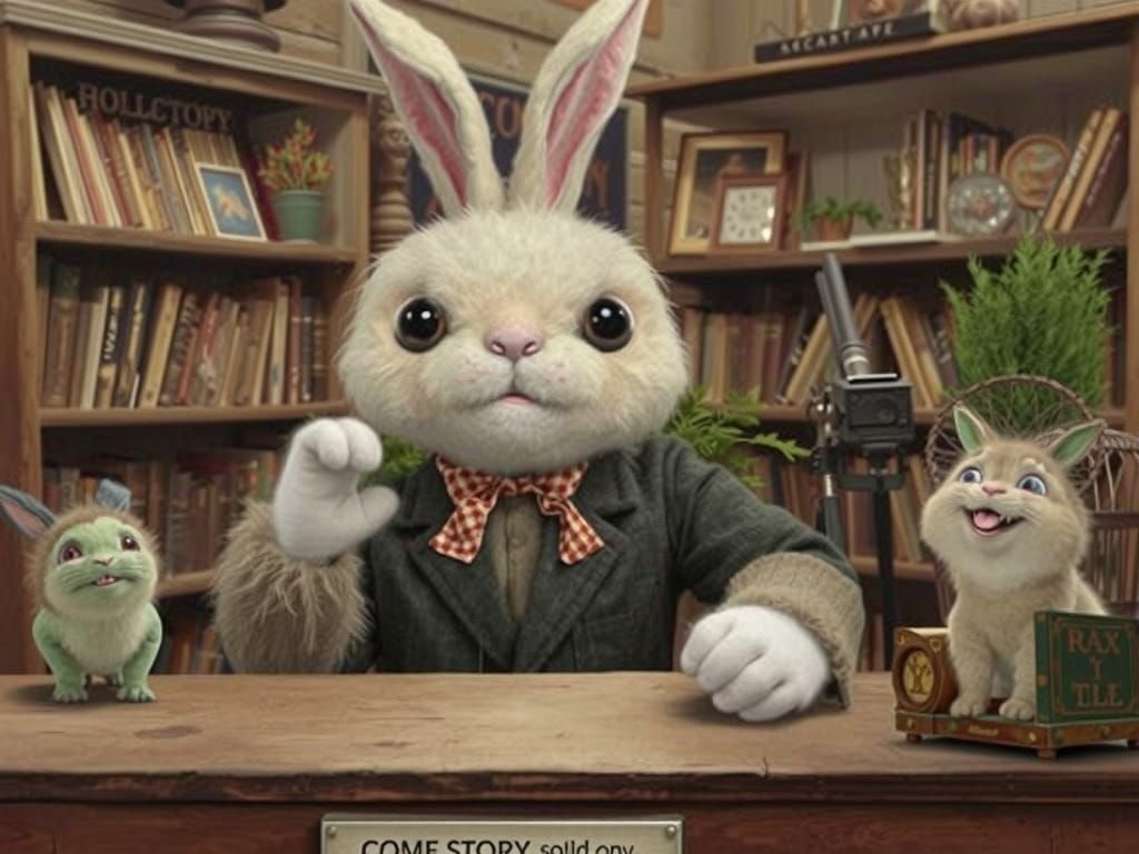 Grotesque Bunny Hand Puppet in TV Show