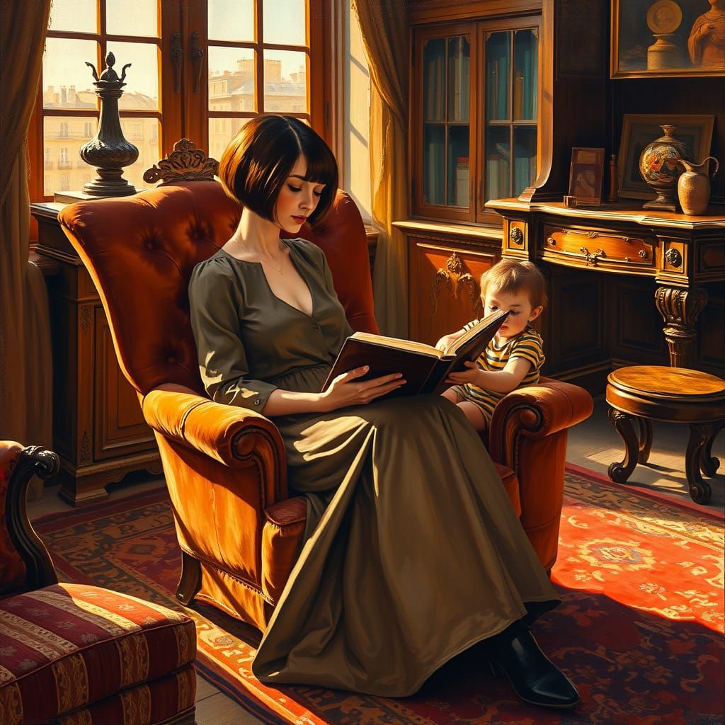 Cozy Parisian Study in Warm, Expressive Oil Paints